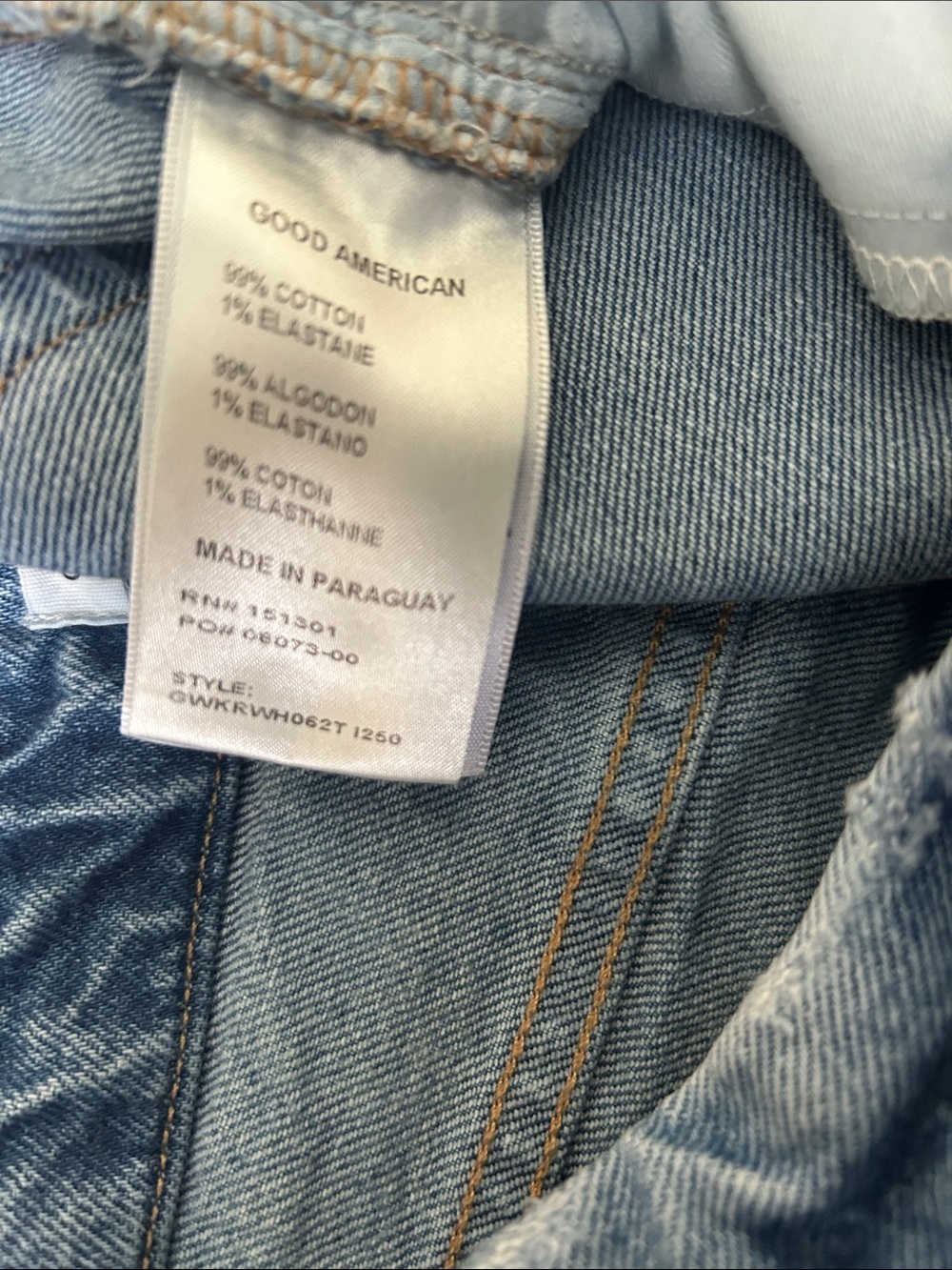 Good American medium-wash hi-rise jeans with distinct distressing, size 14/32 - Picture 10 of 10